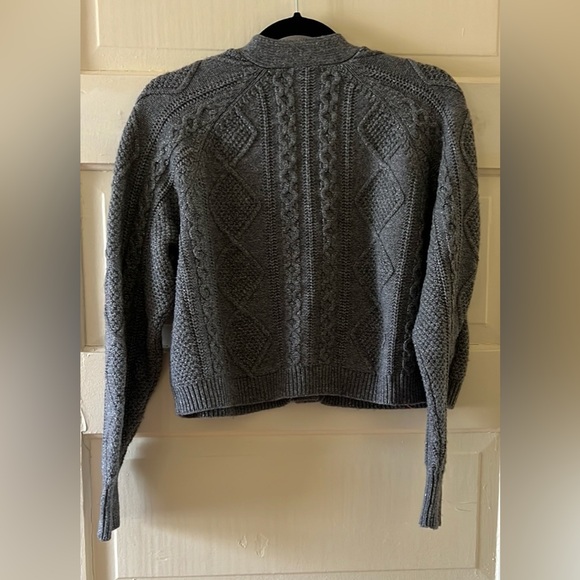 Madewell Cable-Knit Cropped Cardigan in Heather Graphite - Picture 9 of 9